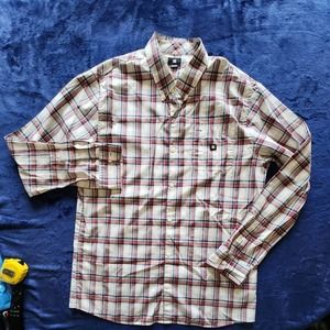 DC Plaid Red‎ White Black Men's XL Long Sleeve Button-up Shirt